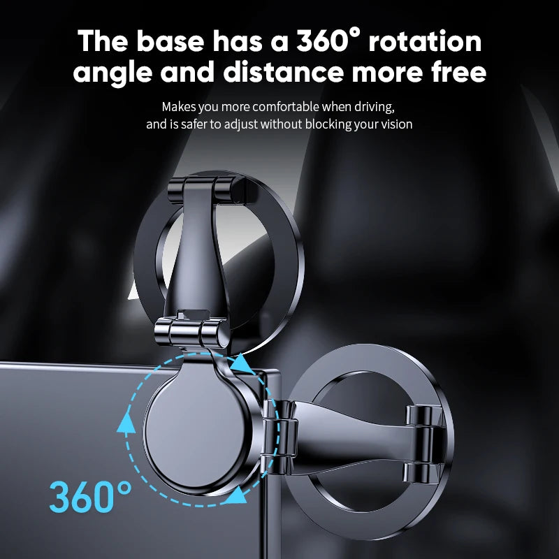 Magnetic Car Phone Mount – 360° Rotation Foldable Holder for iPhone & All Smartphones