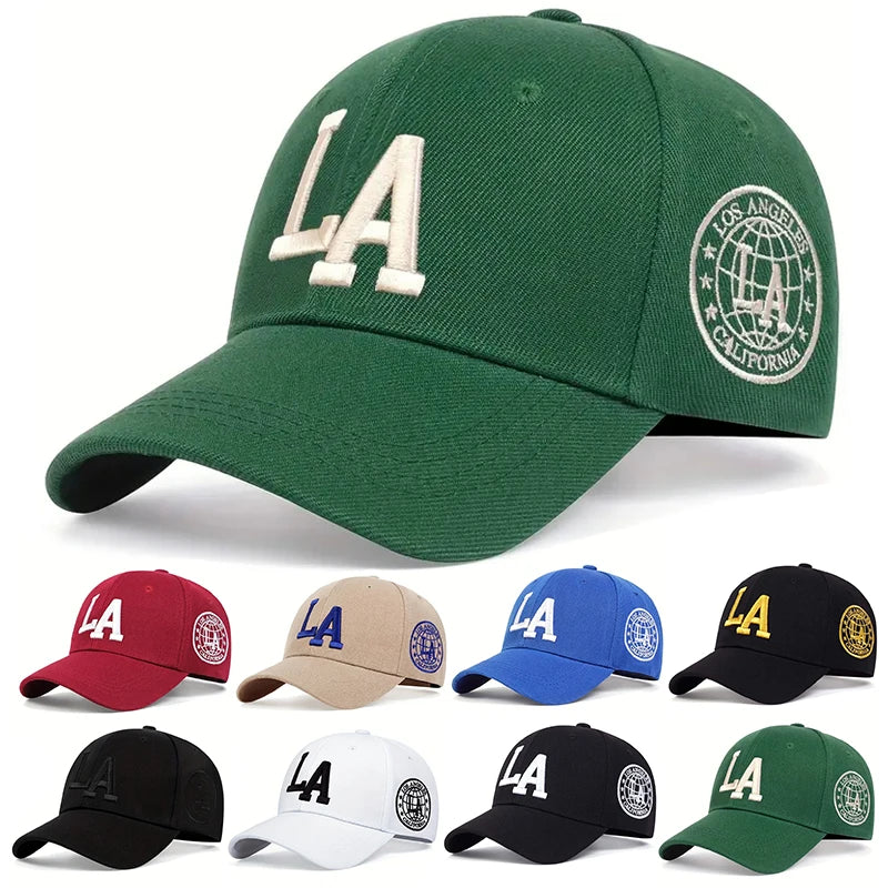LA Embroidered Snapback Baseball Cap - Unisex Adjustable Hat, Multiple Colors