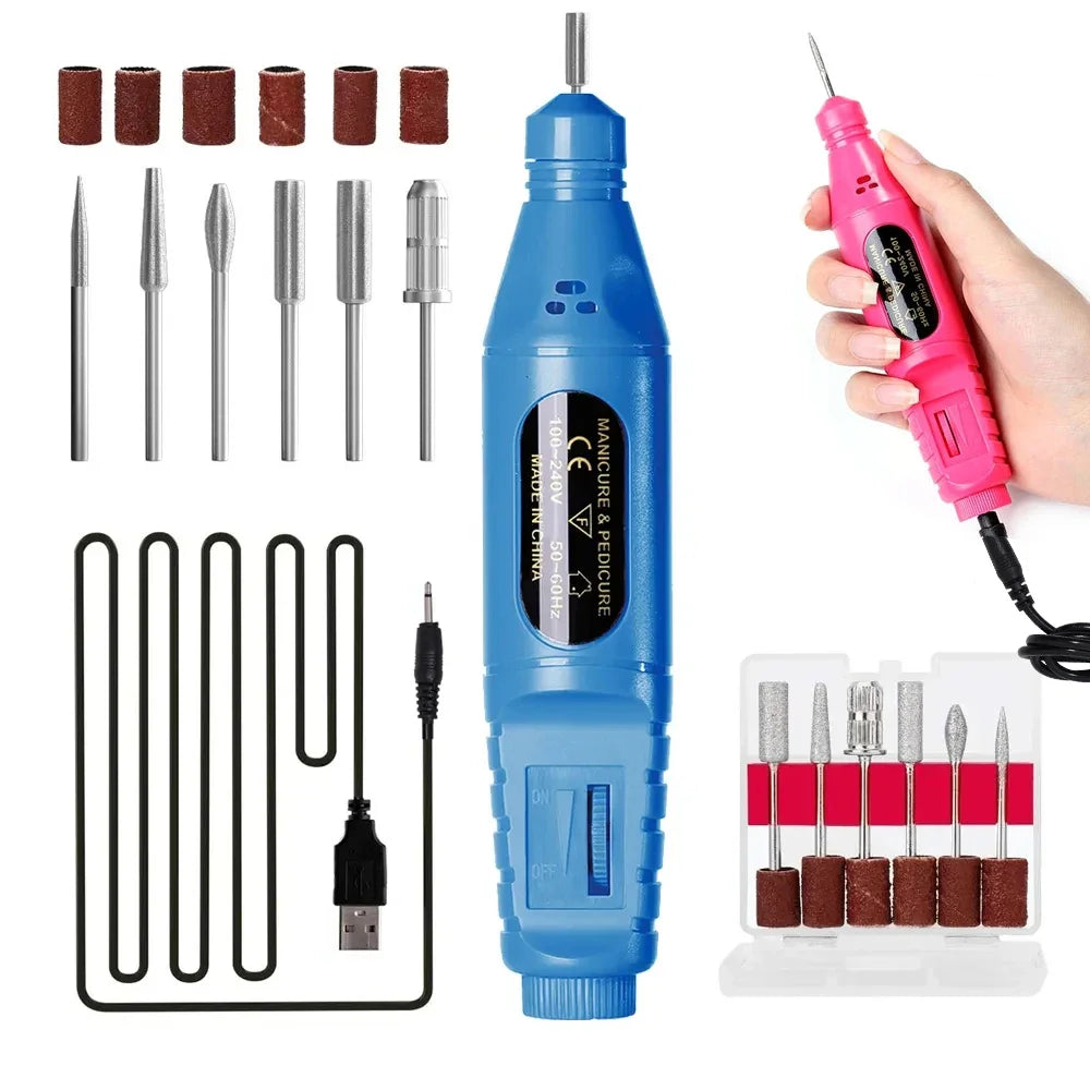 Electric Nail Drill Machine – Professional Manicure Tool with 6 Colors & EU/US/USB Plug