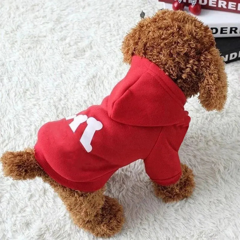 Trendy Bone Letter Print Pet Hoodie Sweater – Warm Thickened Dog & Cat Jacket for Autumn & Winter