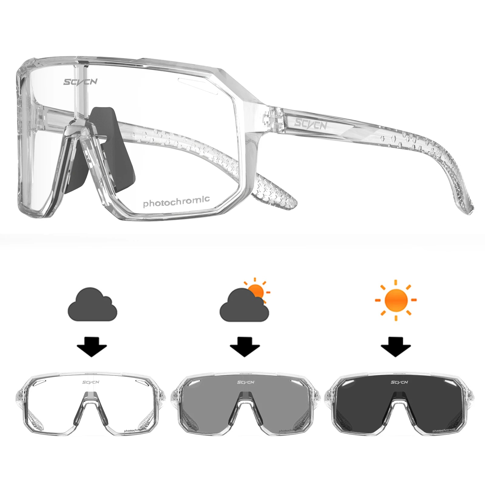 SCVCN Photochromic Cycling Sunglasses – UV400 Mountain Bike Glasses for Men & Women