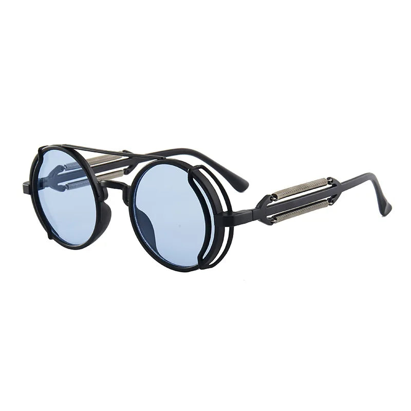 Classic Gothic Steampunk Sunglasses – Retro Round Mirror Lens Fashion Eyewear for Men & Women