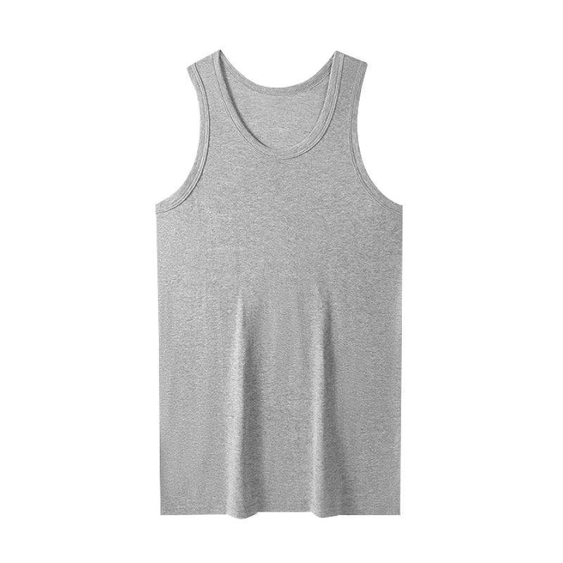 Men's Wide-Shoulder Cotton Tank Top – Breathable Sweat-Absorbent Sports & Gym Vest