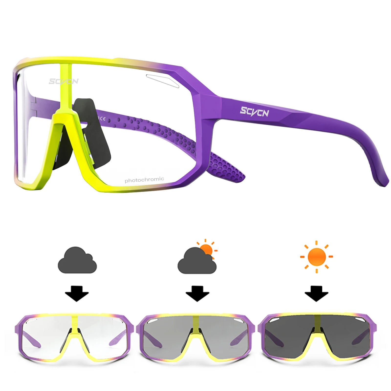 SCVCN Photochromic Cycling Sunglasses – UV400 Mountain Bike Glasses for Men & Women