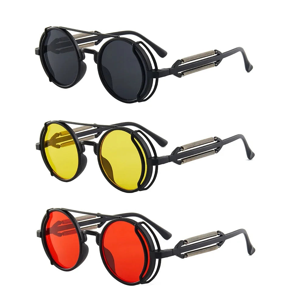 Classic Gothic Steampunk Sunglasses – Retro Round Mirror Lens Fashion Eyewear for Men & Women