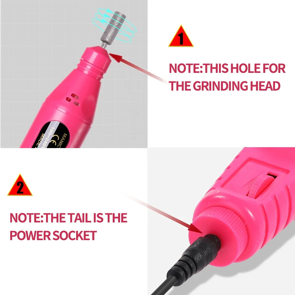 Electric Nail Drill Machine – Professional Manicure Tool with 6 Colors & EU/US/USB Plug