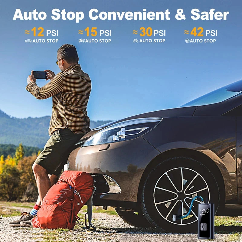 LEIBOO Portable Air Compressor – Fast Electric Tire Inflator for Car, Bike & Motorcycle