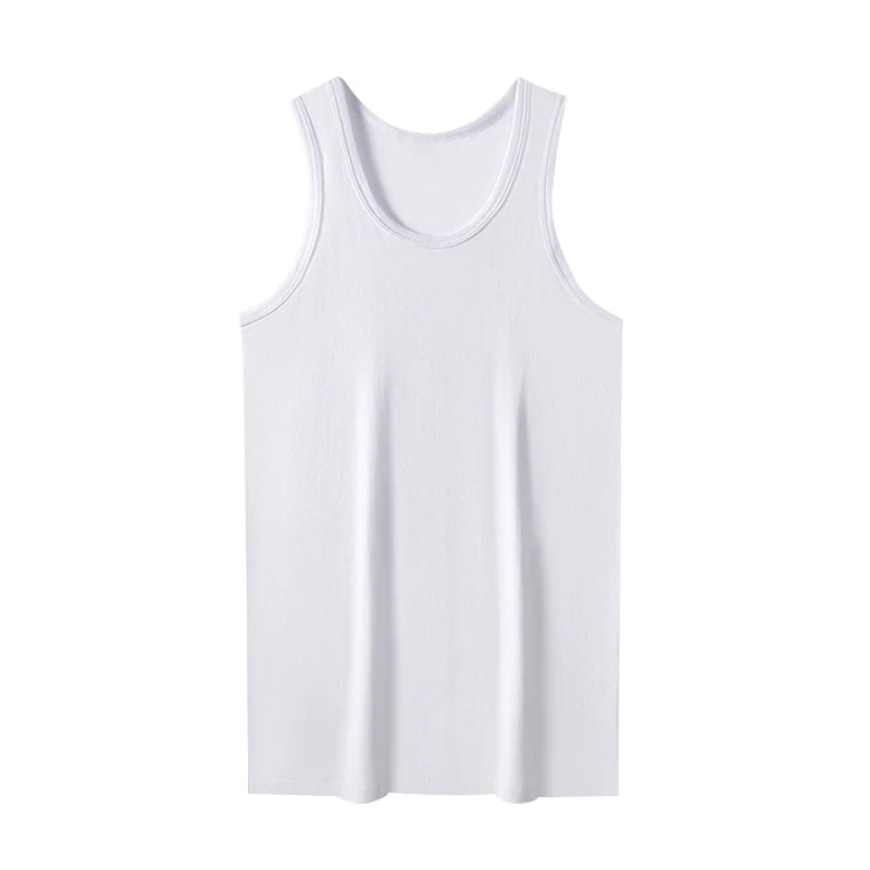 Men's Wide-Shoulder Cotton Tank Top – Breathable Sweat-Absorbent Sports & Gym Vest