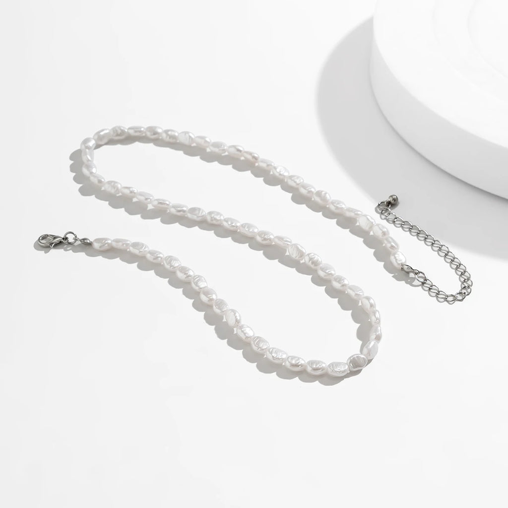 Ingemark Faux Pearl Choker Necklace – Vintage Elegant Beaded Link Chain for Women (2 Styles)