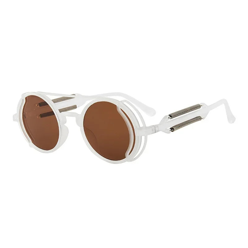 Classic Gothic Steampunk Sunglasses – Retro Round Mirror Lens Fashion Eyewear for Men & Women