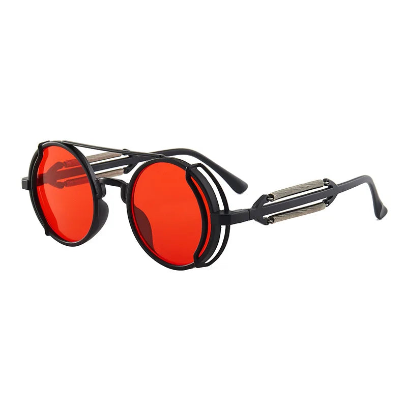 Classic Gothic Steampunk Sunglasses – Retro Round Mirror Lens Fashion Eyewear for Men & Women