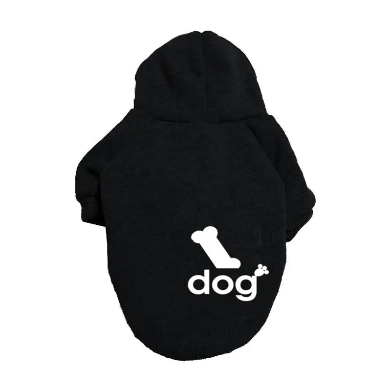 Trendy Bone Letter Print Pet Hoodie Sweater – Warm Thickened Dog & Cat Jacket for Autumn & Winter